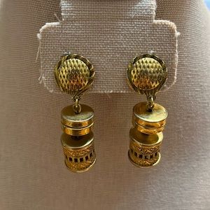Vintage Gold Tone Freirich Dangle Earrings